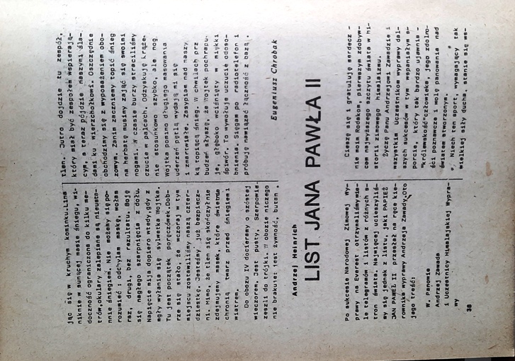 Taterniczek 1981, list gratulacyjny Jana Pawła II